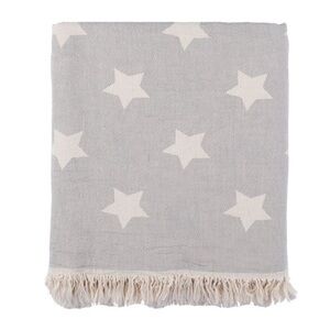 Star flat woven Turkish cotton light grey throw